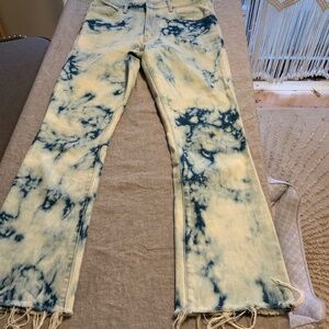 Mother tie die cropped jeans